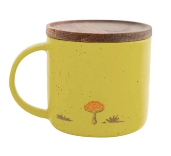 CDF ètendue 美濃燒木蓋杯子 - 黃色狼款背面